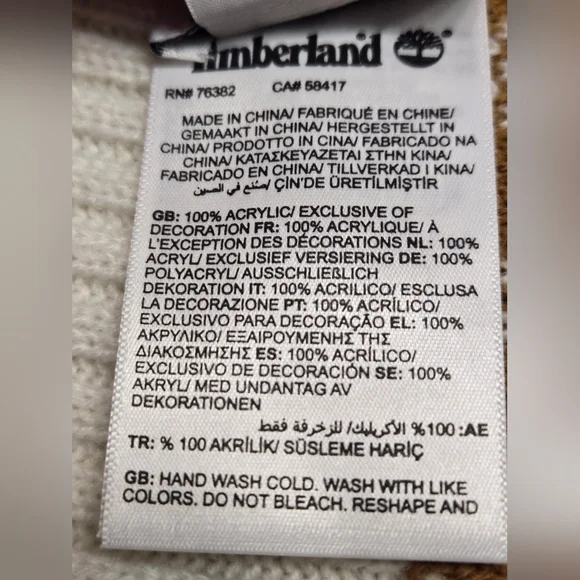 Timberland Buffalo Plaid Knit Scarf Cozy Logo Checkered Tan Cream Cozy OS - Picture 7 of 7